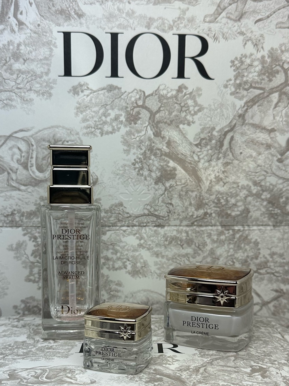 Empty Dior Prestige skin care jars